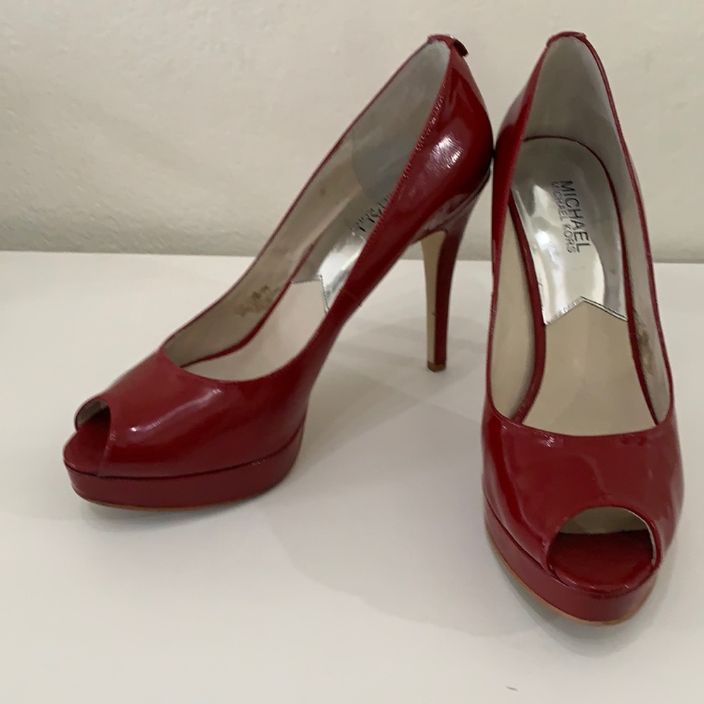 Michael Michael Kors Dark Red Patent Heels Size 9